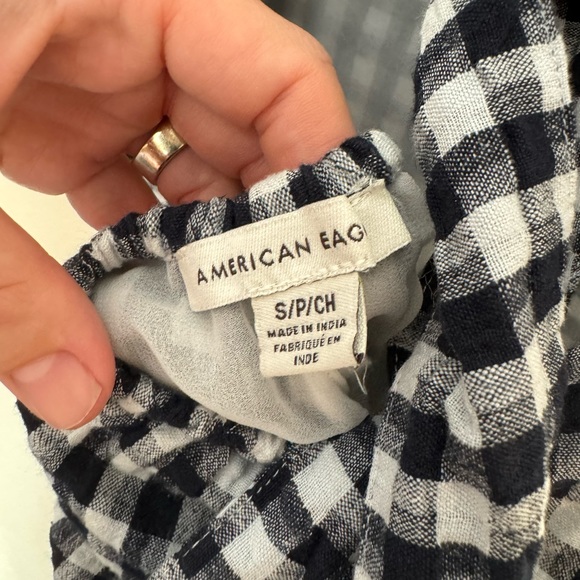 American Eagle S Black White Gingham Check Open Back Mini Dress - Picture 4 of 7